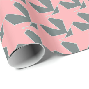 Modern Star Geometric - grau und korallenrosa Geschenkpapier