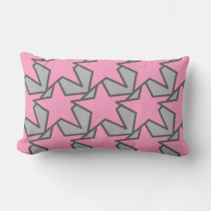 Modern Star Geometric - Grau und Korallenrosa Lendenkissen