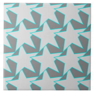Modern Star Geometric - grau und türkis Fliese