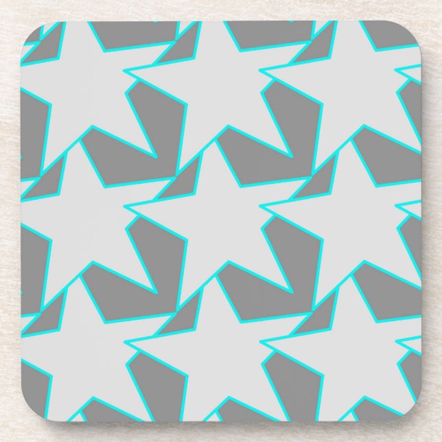 Modern Star Geometric - Graue und türkisfarbene Be Getränkeuntersetzer (Vorderseite)