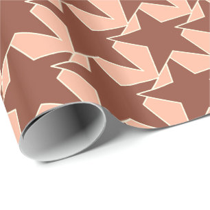 Modern Star Geometric - Kakaobraun und Pfirsich Geschenkpapier