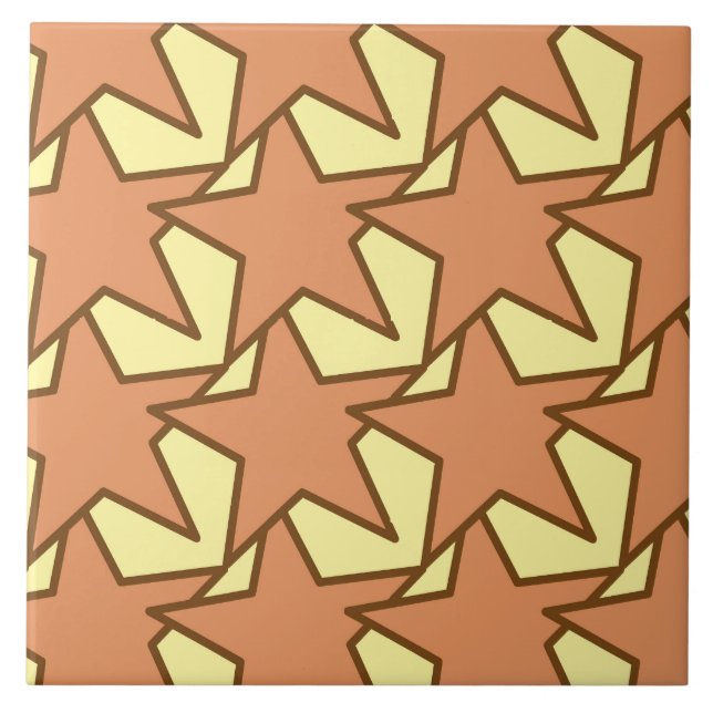 Modern Star Geometric - karamell und gelb Fliese (Vorderseite)