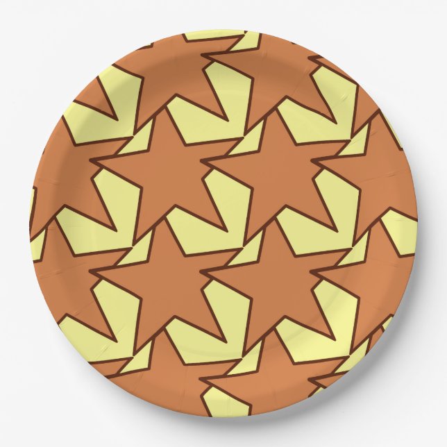 Modern Star Geometric - karamell und gelb Pappteller (Vorderseite)