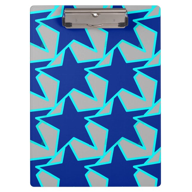 Modern Star Geometric - Kobaltblau und grau Klemmbrett (Vorderseite)