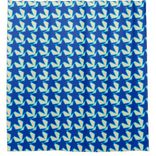 Modern Star Geometric - Kobaltblau und Taupe Duschvorhang