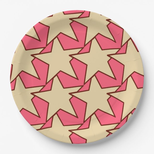 Modern Star Geometric - Korallen und Beige Pappteller (Vorderseite)