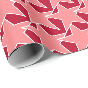 Modern Star Geometric - Korallenrosa und Rot Geschenkpapier