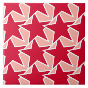 Modern Star Geometric - korallenrot und rosa Fliese