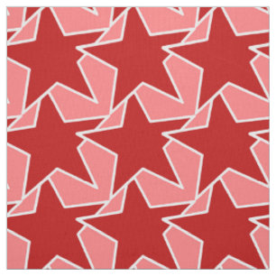 Modern Star Geometric - korallenrot und rosa Stoff