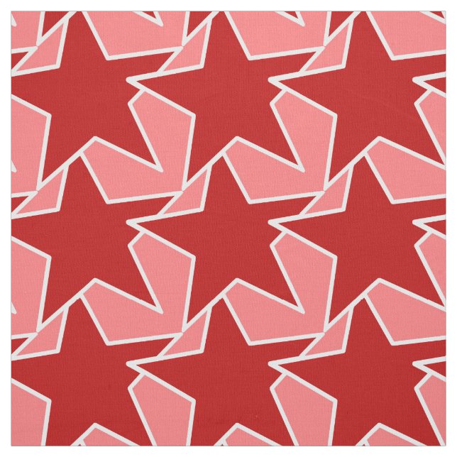Modern Star Geometric - korallenrot und rosa Stoff (Muster)