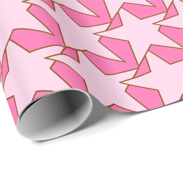 Modern Star Geometric - leicht und tief rosa Geschenkpapier (Rolleneckpunkt)