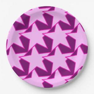 Modern Star Geometric - rosa und amethystisch lila Pappteller