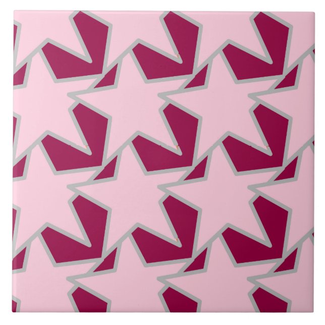 Modern Star Geometric - Rosa und Bordeaux Fliese (Vorderseite)