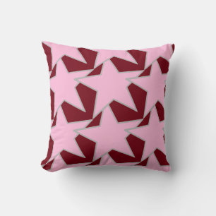 Modern Star Geometric - Rosa und Bordeaux Kissen