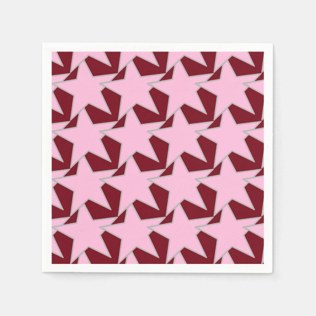 Modern Star Geometric - Rosa und Bordeaux Serviette (Vorderseite)