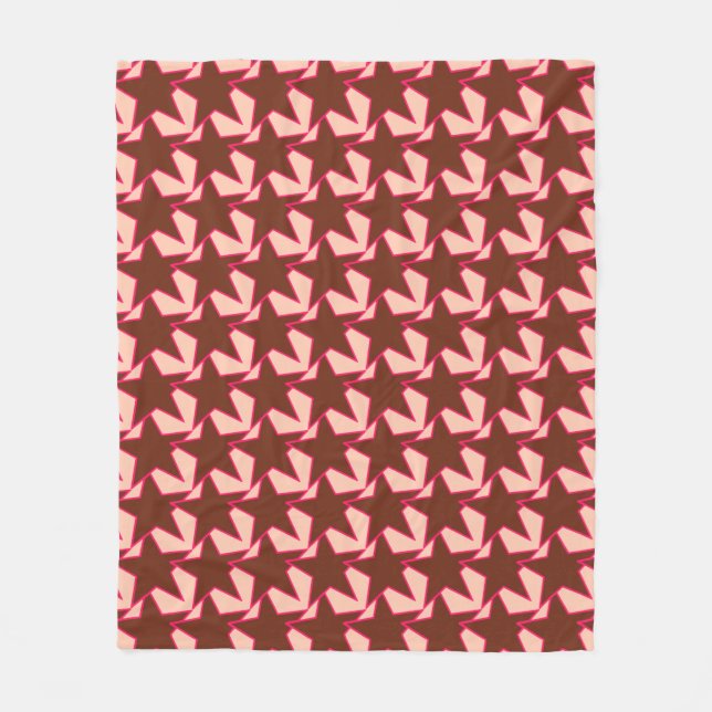 Modern Star Geometric - Schokolade und Pfirsich Fleecedecke (Vorderseite)
