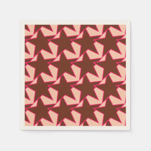 Modern Star Geometric - Schokolade und Pfirsich Serviette