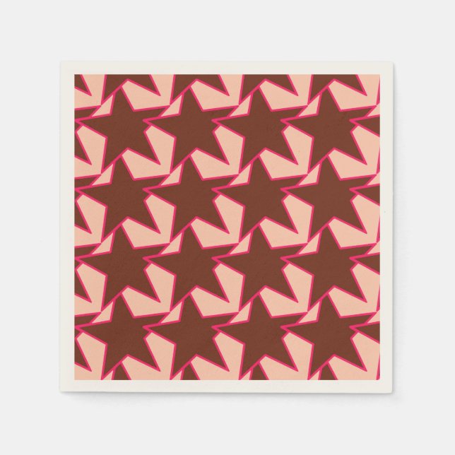 Modern Star Geometric - Schokolade und Pfirsich Serviette (Vorderseite)