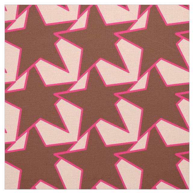 Modern Star Geometric - Schokolade und Pfirsich Stoff (Muster)