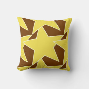 Modern Star Geometric - Senfgold und braun Kissen