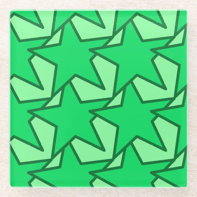 Modern Star Geometric - smaragdgrün und minzgrün Glasuntersetzer (Vorderseite)