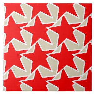 Modern Star Geometric - tiefes Rot und Taube Fliese