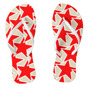 Modern Star Geometric - tiefes Rot und Taube Flip Flops