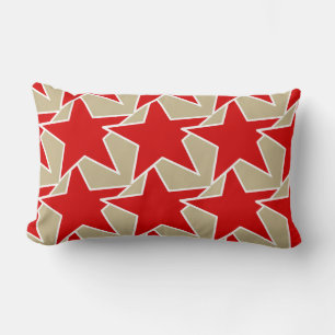 Modern Star Geometric - tiefes Rot und Taube Lendenkissen