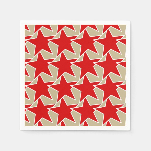 Modern Star Geometric - tiefes Rot und Taube Serviette (Vorderseite)