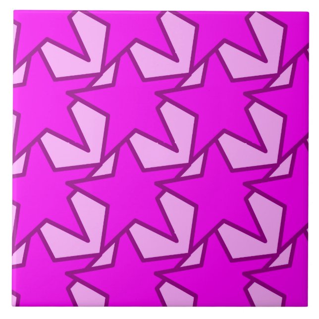 Modern Star Geometric - violett und rosa Fliese (Vorderseite)