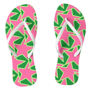 Modern Star Geometric - Wassermelone pink und grün Flip Flops