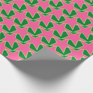 Modern Star Geometric - Wassermelone pink und grün Geschenkpapier
