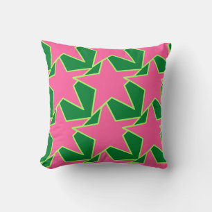 Modern Star Geometric - Wassermelone pink und grün Kissen