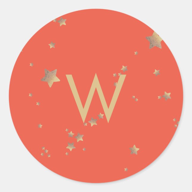 Modern Star Green Cherry Red Christmas Happy Runder Aufkleber (Vorderseite)