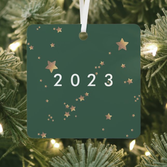 Modern Star Green White Christmas Happy Classic Ornament Aus Metall (InSitu)