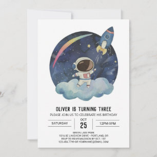 Modern Star Printable Astronaut Boy Birthday Einladung