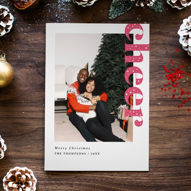 Modern Starry Cheer Christmas Photo Feiertagskarte (modern starry cheer Christmas photo card)