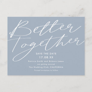 Modern staubig blue besser Save the Date Postkarte