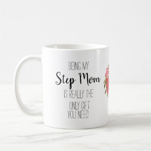 Modern Step Mama nur Geschenk Blumenherz lustig Kaffeetasse