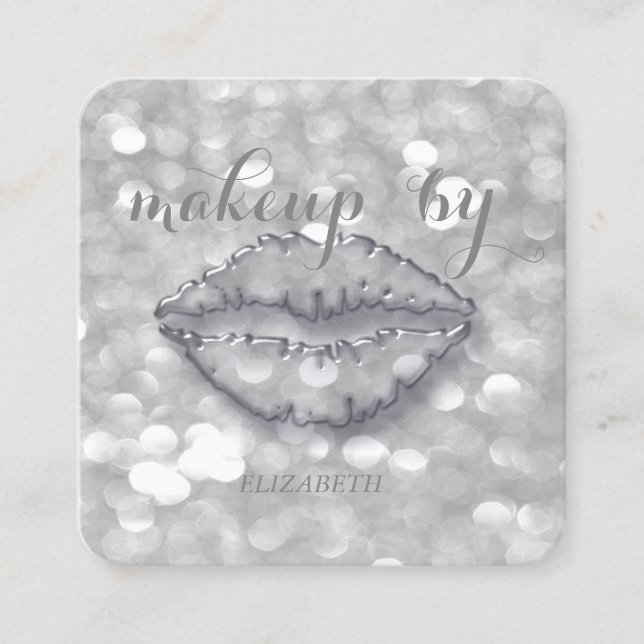 Modern stilvoll,Makeup Artist,Bokeh,Lips Quadratische Visitenkarte (Vorderseite)