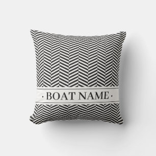 Modern stilvolle Black Herringbone Pattern Boat Na Kissen