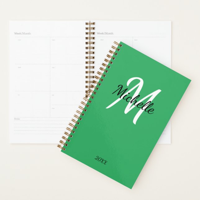 Modern Stilvolle grüne Monogrammbezeichnung + Init Planer (Anzeige)