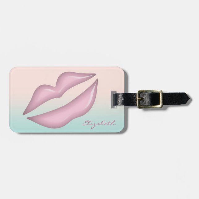 Modern stilvoller Chic - Lippen, Personalisiert Gepäckanhänger (Vorderseite horizontal)