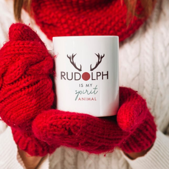 Modern stilvoller Spaß Rudolph ist mein Geist Tier Kaffeetasse (Von Creator hochgeladen)