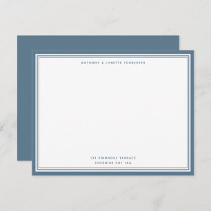 Modern Stone Blue Border Name & Address Note Card Mitteilungskarte