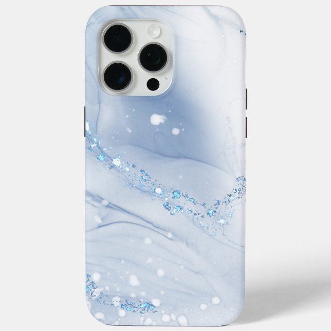 Modern Stone Dusty Blue Marble Case-Mate iPhone Hülle (Rückseite)