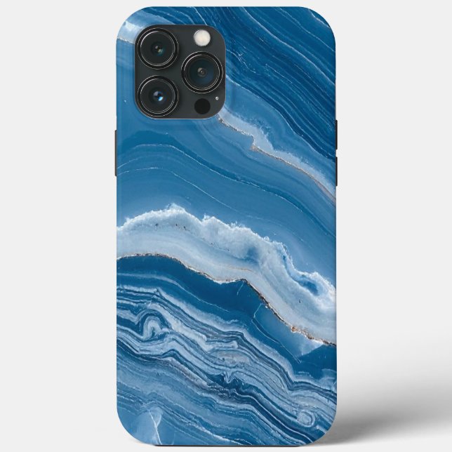 Modern Stone Dusty Blue Marble Case-Mate iPhone Hülle (Rückseite)