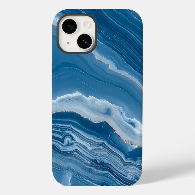 Modern Stone Dusty Blue Marble Case-Mate iPhone Hülle (Rückseite)