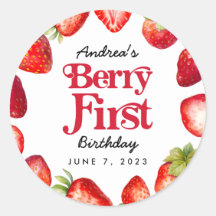 Modern Strawberry Berry Erster Geburtstag
