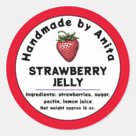 Modern Strawberry Jam oder Jelly Canning Jar Label Runder Aufkleber